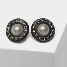 Круглые Выгравированные винтажные элегантные жемчужные серьги-гвоздики