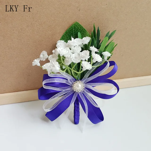 LKY Fr Boutonniere Flowers Corsage Pin Boutonniere Buttonhole Men Wedding Bracelet Bridesmaid Wedding Buttonhole Witness Corsage J Corsage