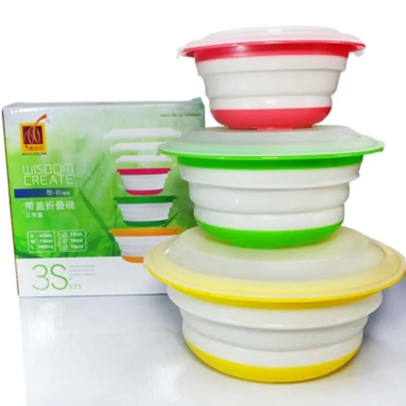 Buy 3Pcs/Set Silicone Circular Collapsible Covered