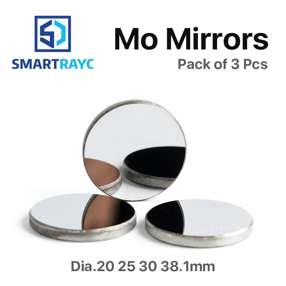 

Smartrayc High Quality Mo Mirror Dia. 15 19.05 20 25 30 38.1mm THK 3mm for CO2 Laser Engraving Cutting Machine Pack of 1 / 3 Pcs