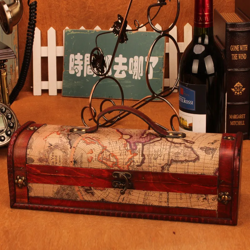 Коробка для красного вина ретро кожаная коробка европейский стиль подарок деревянный футляр для бутылки вина подарок деревянный ларец коробка для хранения вина упаковочный чехол аксессуар