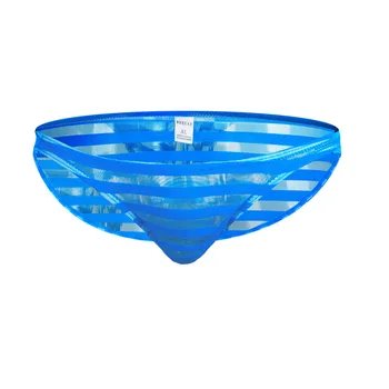 

Mens Sexy Underwear Ultra-thin Mesh Transparent Briefs For Man Low-waist Breathable Stripe Men Briefs Underwear 2pcs/lot