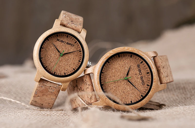 Роскошные часы BOBO BIRD для влюбленных, бамбуковые часы с пробковым ремешком, кварцевые наручные часы для мужчин и женщин, relogio feminino, Прямая поставка