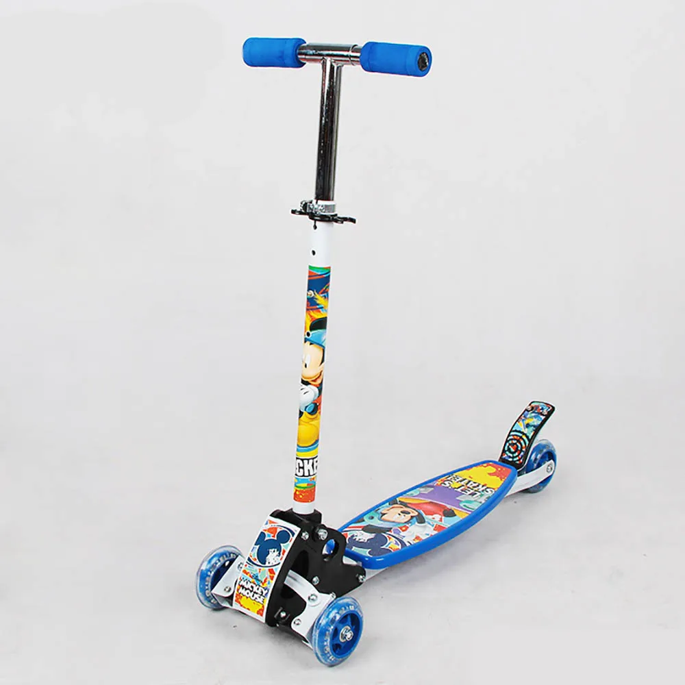 Детские мигающие светодиодные колёса съемный регулируемый рост скейтборд самокат 3 колеса скутер