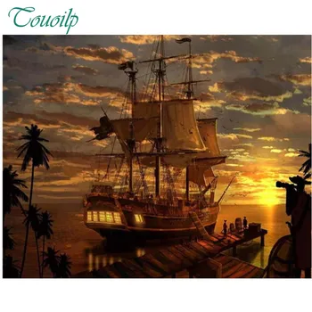 

5D DIY diamond embroidery Pirates Ship Boat full drill diamond painting Cross Stitch Rhinestone mosaic home decoration