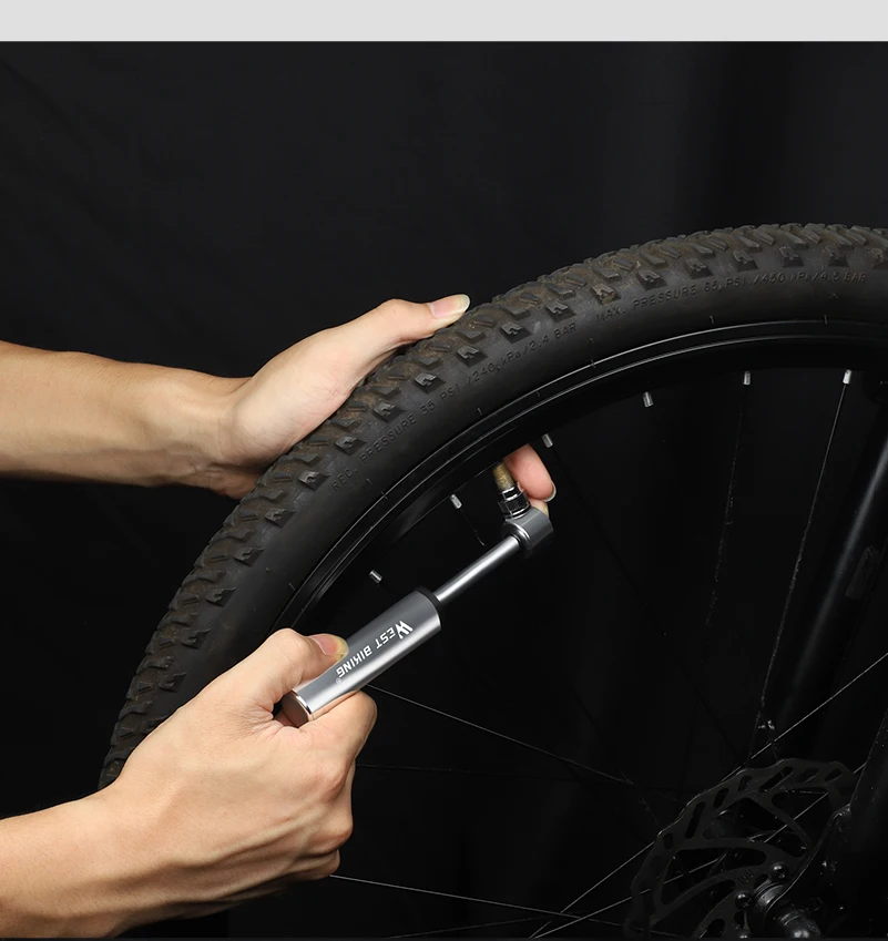 Велосипедный насос WEST BIKING из алюминиевого сплава 120 фунт/кв. Дюйм Schrader Presta