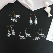 Новинка, креативные Прозрачные Серьги в виде скелета в виде животных, мыши, кролика, пингвина, птицы, свиньи, кошки, акриловые серьги для женщин, ювелирные изделия для вечеринки
