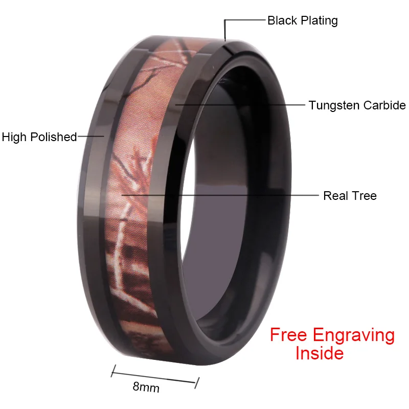 Женские кольца, черное вольфрамовое кольцо с инкрустацией настоящего дерева, обручальное юбилейное кольцо и обручальные кольца для мужчин, парные вечерние кольца