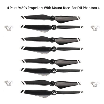 

4 pairs 9450S Propeller CW CCW Enhanced Blade Props Propellers +Mount Base for DJI Phantom 4 Drone Accessories Gold/white