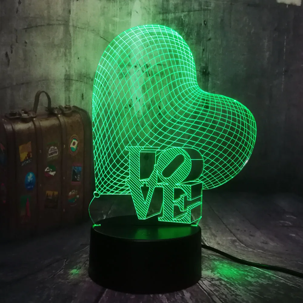 Рождество 3D «любящее сердце» светодиодный ночной Светильник романтическую атмосферу настольная лампа Свадебные украшения для влюбленных пар; обувь милая подарок