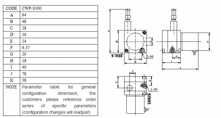 CALT 500mm Tracking Range Linear Position String Potentiometer  0-5V 0-10K Draw-wire Displacement Sensor