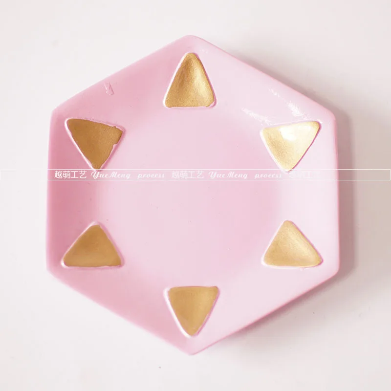 Purple Hexagon Европейские ювелирные изделия из смолы, посуда для хранения косметики, шестигранная треугольная овальная тарелка, розовая фиолетовая синяя губная помада, серьги, кольцо, поднос, ремесла - Цвет: Purple Hexagon
