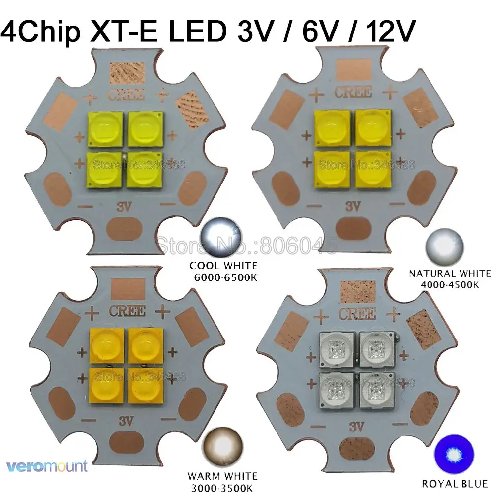 Светодиодный излучатель высокой мощности Cree XT E XTE 3 в 6 12 В 4 чипа холодный белый 6500