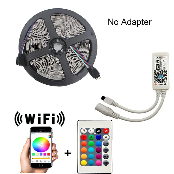 WiFi Светодиодная лента светильник SMD 5050 60 светодиодный 2835 RGB Светодиодная лента e DiodeTape DC12V гибкая светодиодная лента RGB лента диод с WiFi контроллером - Emitting Color: Strip and WiFi