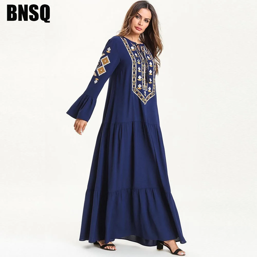 Мусульманский Стиль; Ближний Восток вышитое платье с вышивкой Абая Мусульманская одежда для Дубай одежда женская Марокканская кафтан