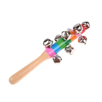 

Baby Rattle Ring Wooden Handbell Baby Toys 0-12 Months Musical Instruments Colorful Newborn Baby Rattle Sound Educational Toy