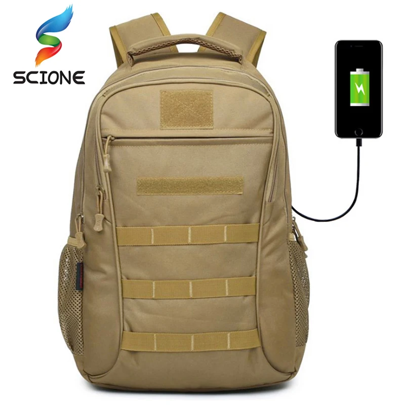Top Nylon Tactical Backpack 35L Outdoor External USB Muti Function Climbing Wearable Sports Bag