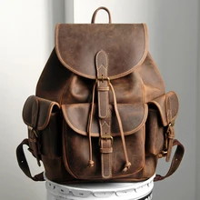 Винтажные рюкзаки Crazy Horse из натуральной кожи, мужской рюкзак, рюкзак для путешествий, школьная сумка, мужской рюкзак, дорожная сумка