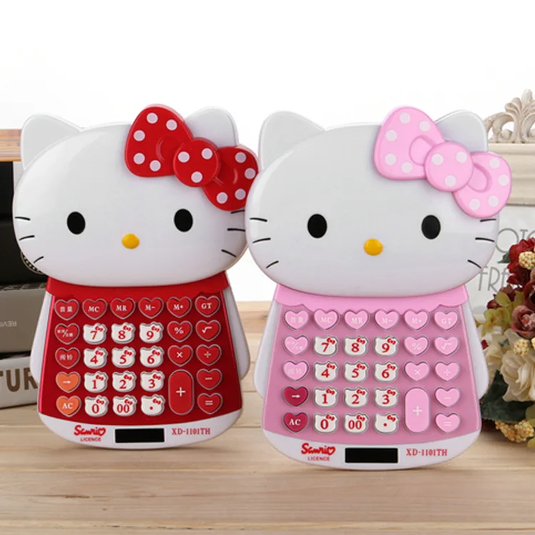 

1pc Hello Kitty Cartoon Calculator Ha ndheld Pocket Type Coin Batteries Calculator carry extras Pink Cute Calculadora