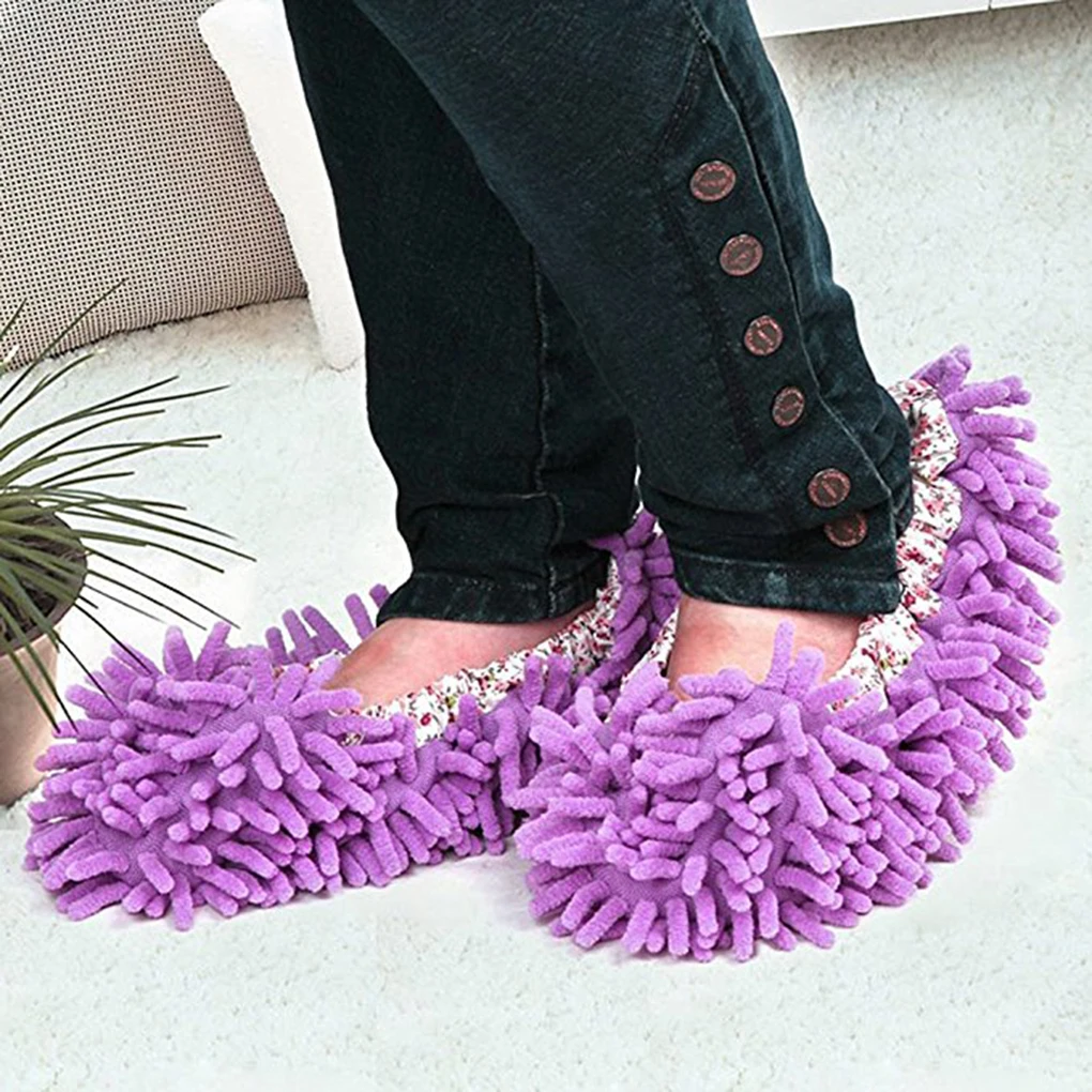 1 Pair Washable Dust Mop Slipper Home Office Bathroom Kitchen Cleaner Floor Dusting Cleaning Foot Shoe Cover