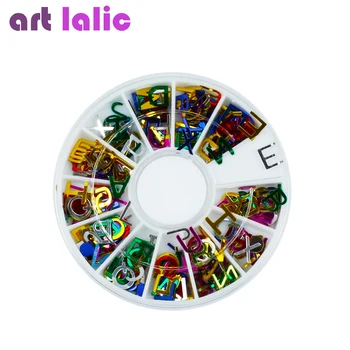 

A-Z 26 Eanglish Alphabet Metal Sequins 6*6cm Wheel Diy Decorations Nail Art 3D ABC Letters Studs Supplies For Nails