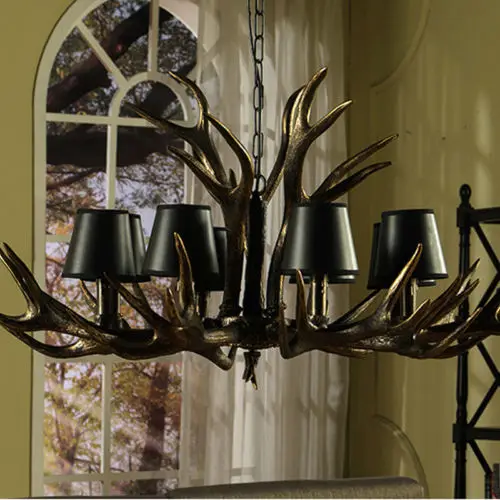 SETTEMBRE Modern Black Antlers Chandeliers Dining Room Bar Cafe Vintage
