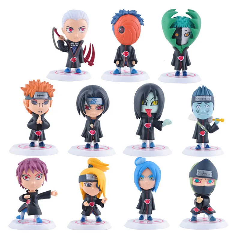 

11pcs Naruto Akatsuki Uchiha Itachi Madara Sasuke Hidan Orochimaru Tobi Pein Deidara Q Ver PVC Action Figure Model Toy 6-8cm