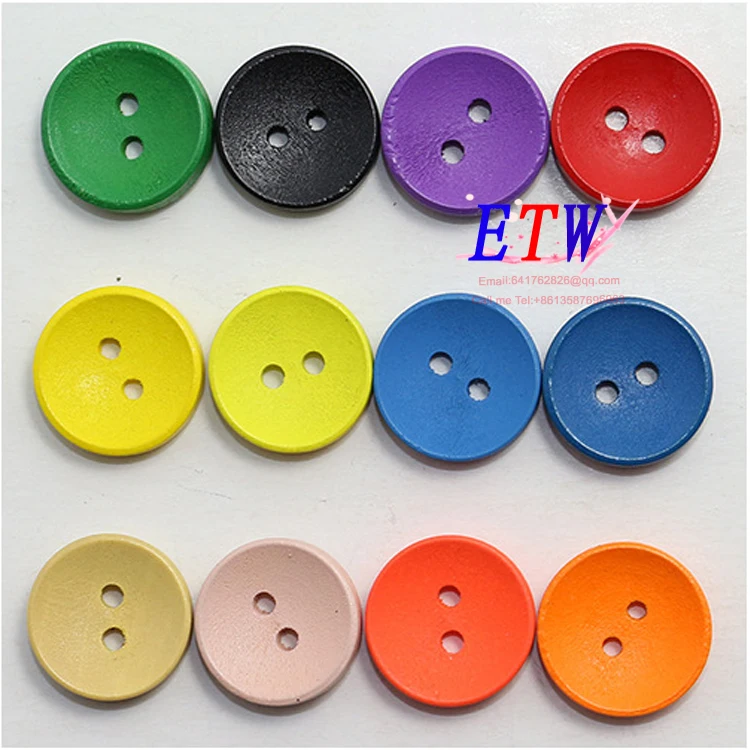 

Free shipping wood Buttons 100pcs/lot DIY baby buttons 15mm painted colorful design Natural environmental protection material