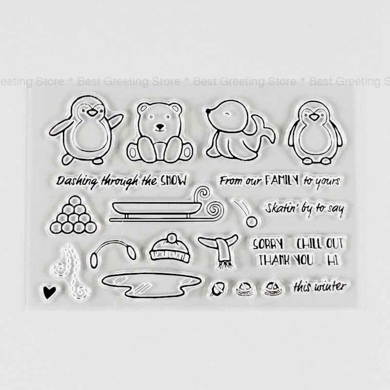 

Cute Arctic Baby Animals Stamps Clear Winter Penguin,Polar Bear,Sea Lion Stamps Scrapbooking