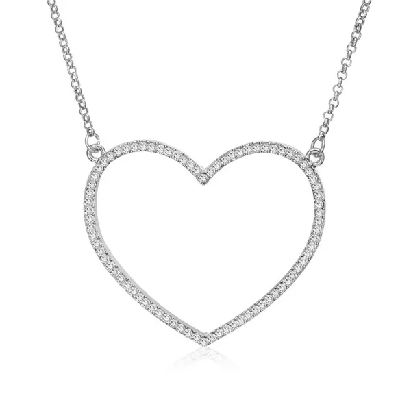 Новая мода сердце Кристалл розовое золото цвет любовь кулон ожерелье сделано с чешским кристаллом для жены подарок лучший - Окраска металла: Silver Color
