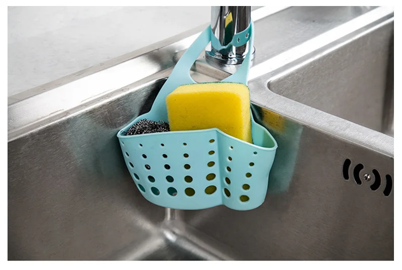 Домашняя Экологичная губка для кухонной раковины подвесная корзина для хранения Регулируемая кнопка типа стока кран корзины для хранения