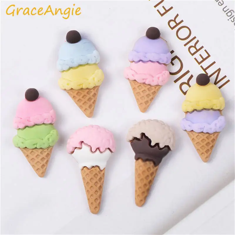 

GraceAngie 10pcs/pack Imitation Ice Cream Charms Mix Bracelet Resin DIY Decorations Kids Handmade Crafts Making Accessories