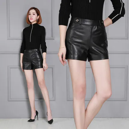 

2019 Autumn and Winter New Sheepskin High Waist Wide Leg Shorts K34