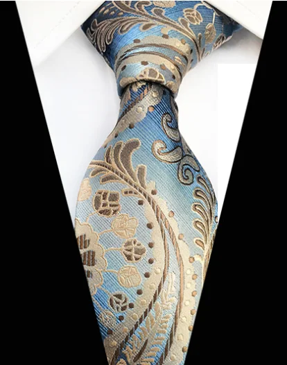 8cm Check Yellow Beige Jacquard Woven Silk Ties Mens Neck Tie Floral Plaid Striped Ties for Men Wedding Suit Business Party - Цвет: YU-P12