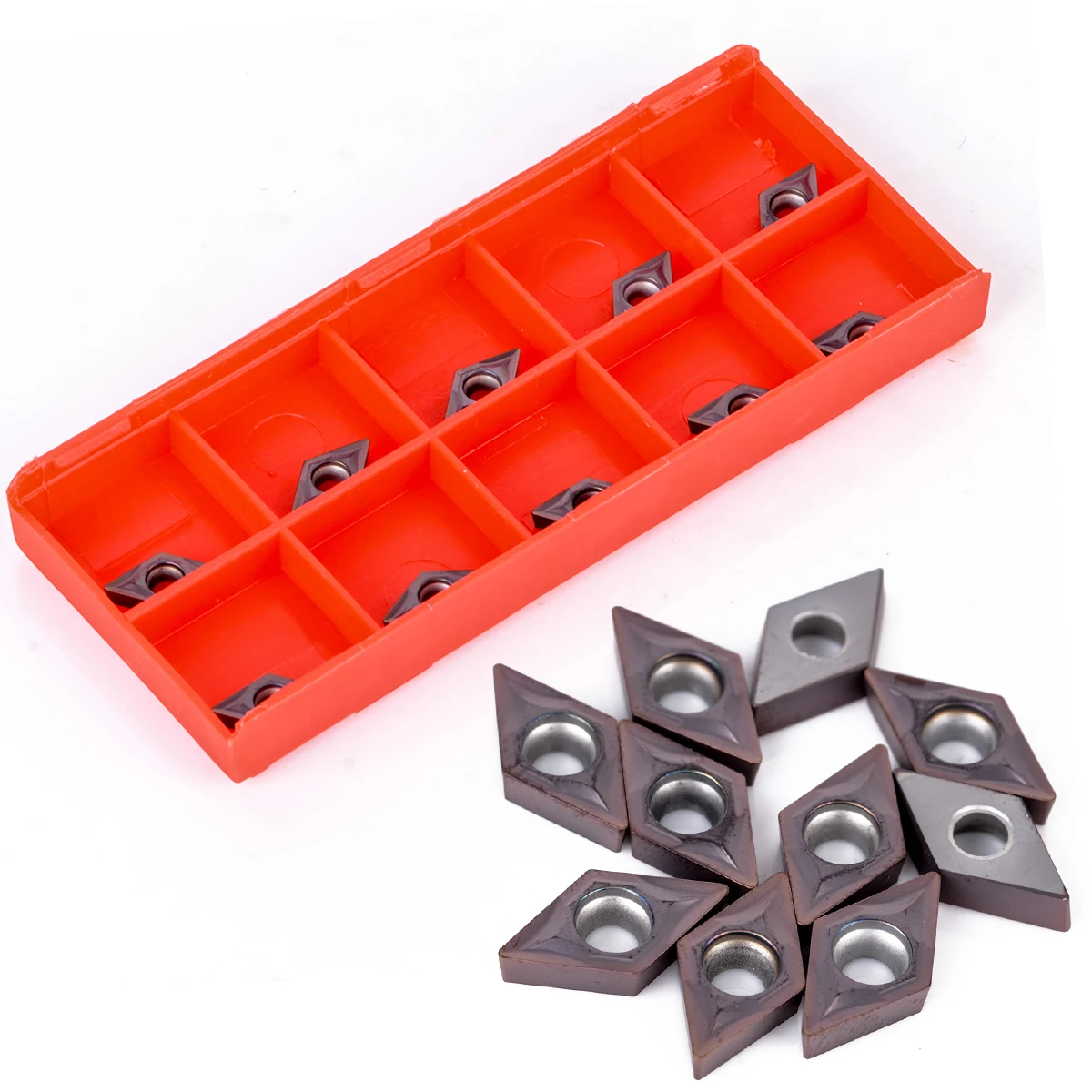 10pcs DCMT0702 YBC205 Carbide Blades 55 Degree Diamond Shape Inserts for Lathe Turning Tool Holder Boring Bar