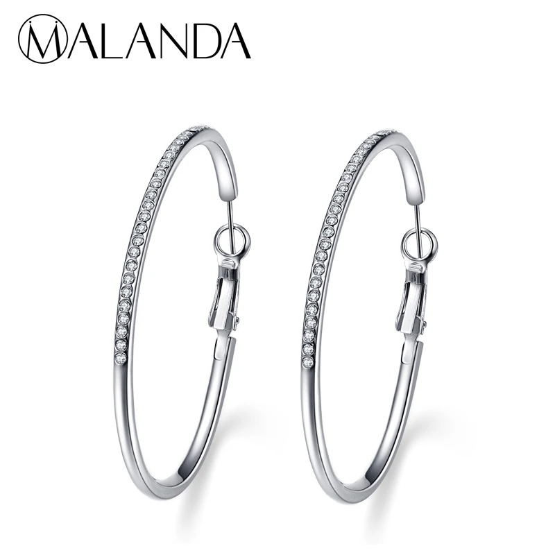 

MALANDA Brand Fashion Big Chandelier Earrings Crystals from Swarovski Rhodium Gold Color Mujer Rock Party Women Accessories Gift