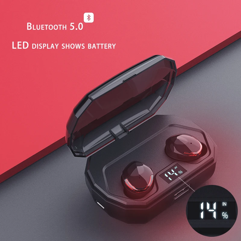 

Touch Control TWS Bluetooth Headset Waterproof Wireless Earphone HiFi Music Sport Earbuds with LCD Screen Charging Case 2000mAh