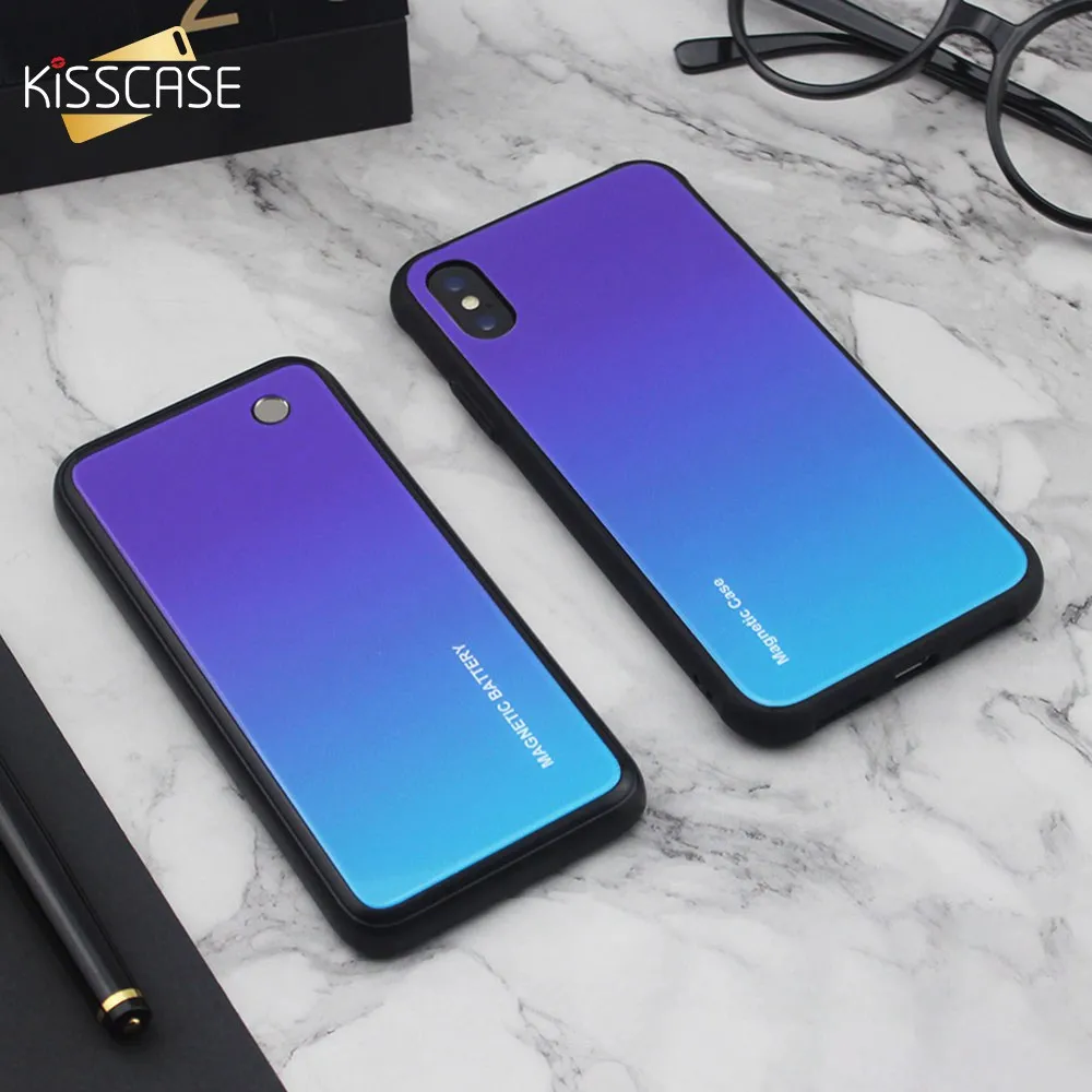 KISSCASE закаленное стекло PowerBank чехол для samsung Galaxy S10 S9 S8 Plus Note 8 9 S10E Беспроводная Магнитная батарея зарядное устройство чехол