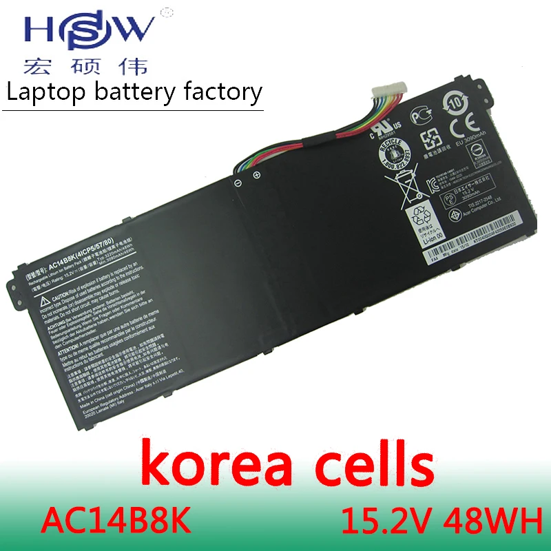 

HSW New AC14B8K Battery 15.2V FOR Acer TravelMate B115-M B115-MP Chromebook 13 CB5-311 bateria