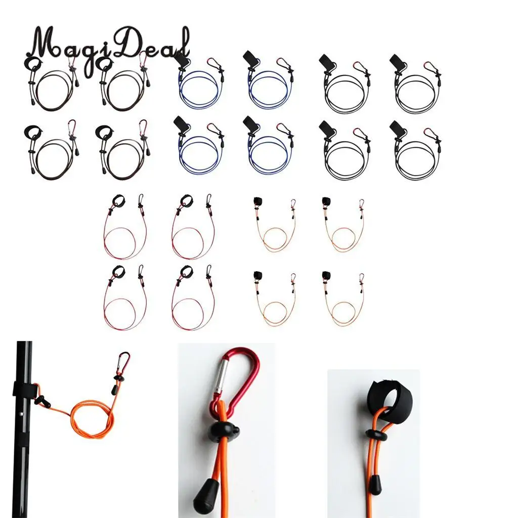 6Pcs Safety Kayak Paddle Leash Fishing Rod Holder Lanyard Tether /& Carabiner