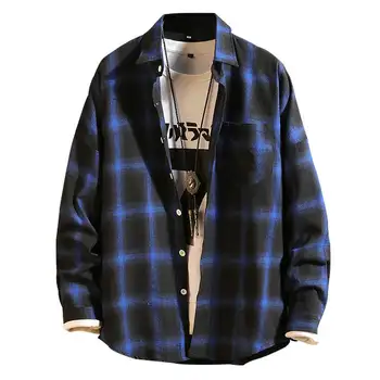 

Checkered Men Shirt 2019 Spring Autumn New Long Sleeve Flannel Plaid Shirt Men Office Style Business Casual Shirts