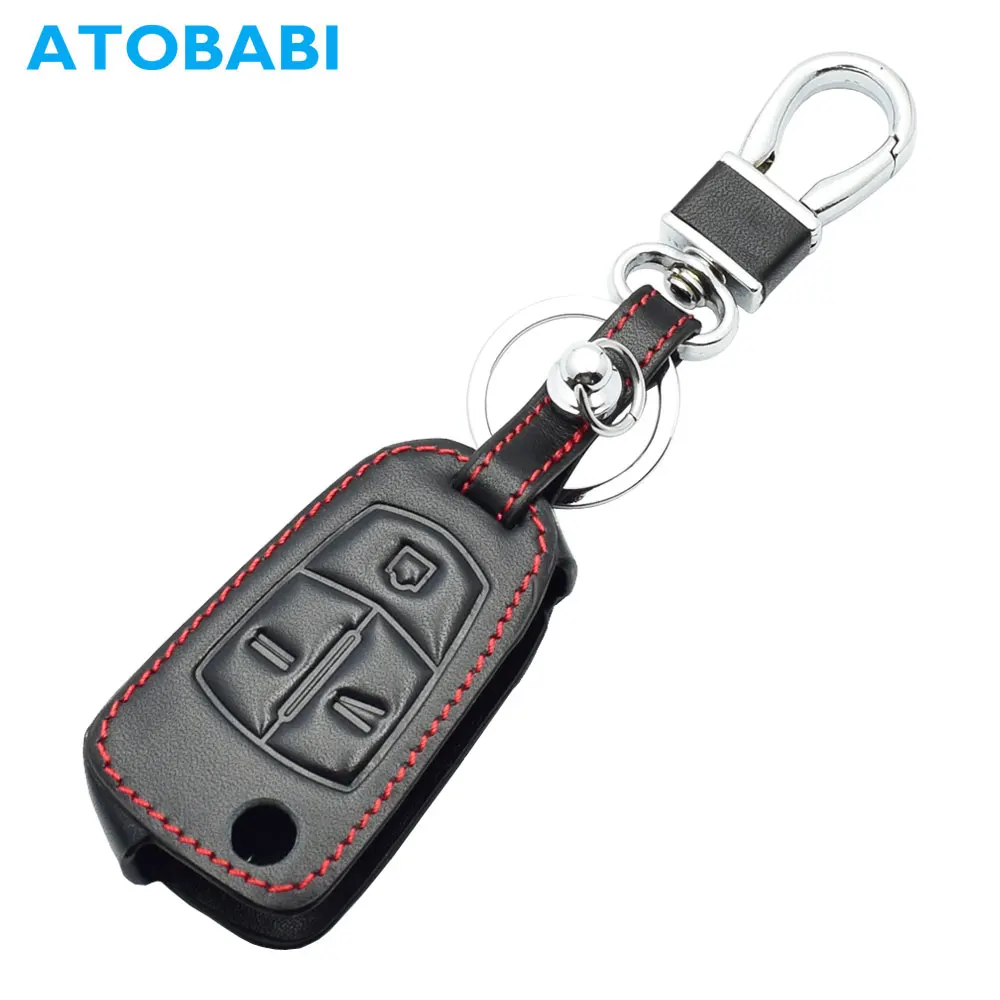 

Leather Car Key Case For Opel Antara Chevrolet Captiva Folding Remote Fob Shell Cover Keychain Protector Bag Auto Accessories