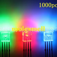 1000 шт. 2x5x5 мм прямоугольная лампа три цвета RGB светодиодный, общий анод, водная прозрачная линза, 4 контакта светодиодный