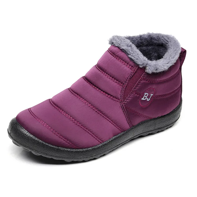 Новинка; модная мужская зимняя обувь; однотонные зимние ботинки; теплые водонепроницаемые лыжные ботинки с плюшевой подкладкой на нескользящей подошве; Размеры 35-46 - Цвет: Red women