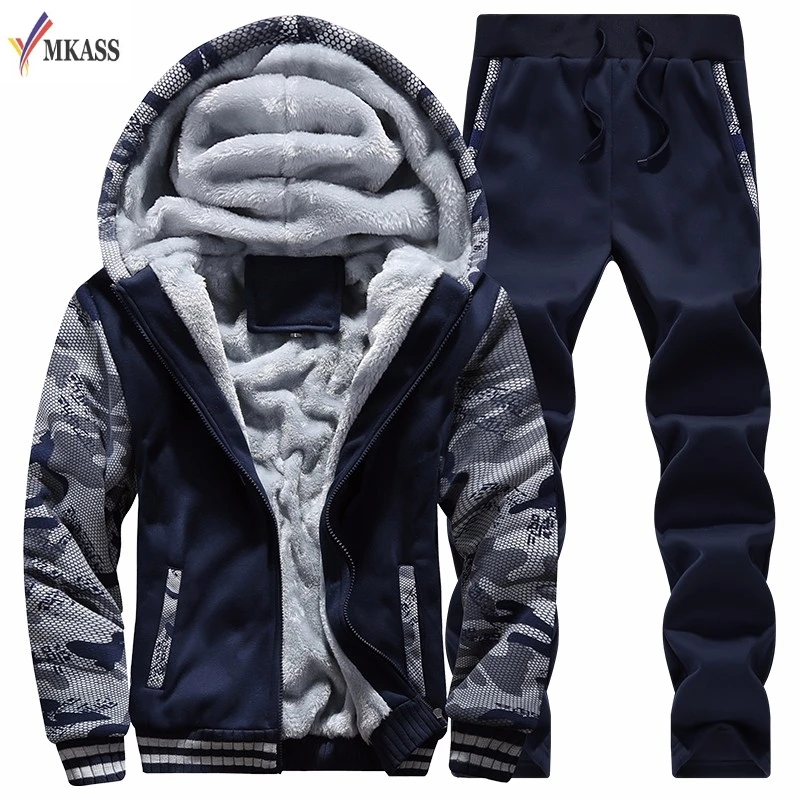 MKASS Brand Clothing Men's Sets Fleece Sportswear Sets Hoodie Men Fashion Printing Sets Men Sweatsuit For Man Tracksuit M-4XL