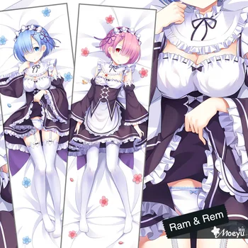 

Japanese Anime Re:Zero Rem & Ram Hugging Body Pillow Case Cover New 2WAY Fabric Long Otaku Adult Pillowcase 35*55/160*50cm