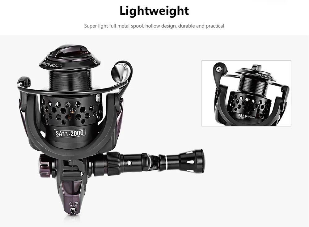 COONOR SA11 11 + 1BB 5.5:1 Lightweight Spinning Fishing Reel with Foldable Handle