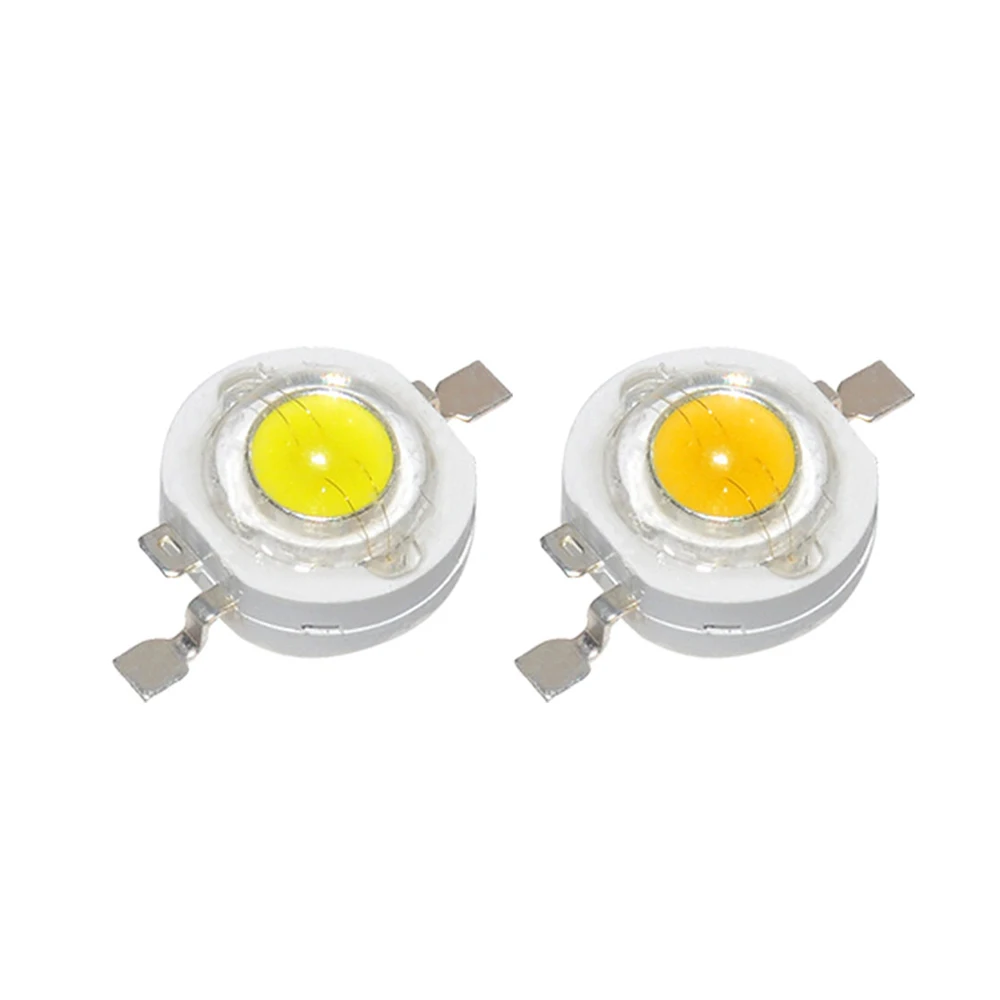 10Pcs LED Lamp Beads 1W White / Warm White 4 Gold Thread 3.2 3.4V 100