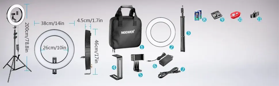 Neewer 14-дюймовый Dimmable bi-цвет SMD СВЕТОДИОДНЫЙ кольцевой светильник ing комплект для Камера/смартфон фото студии видеосъемки+ светильник стенд