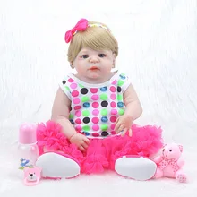 Muñeca de silicona de cuerpo completo de 55 cm reborn de bebé en vivo muñeca de 22 pulgadas encantadora princesa recién nacida bjd muñeca de regalo de Navidad metoo(China)